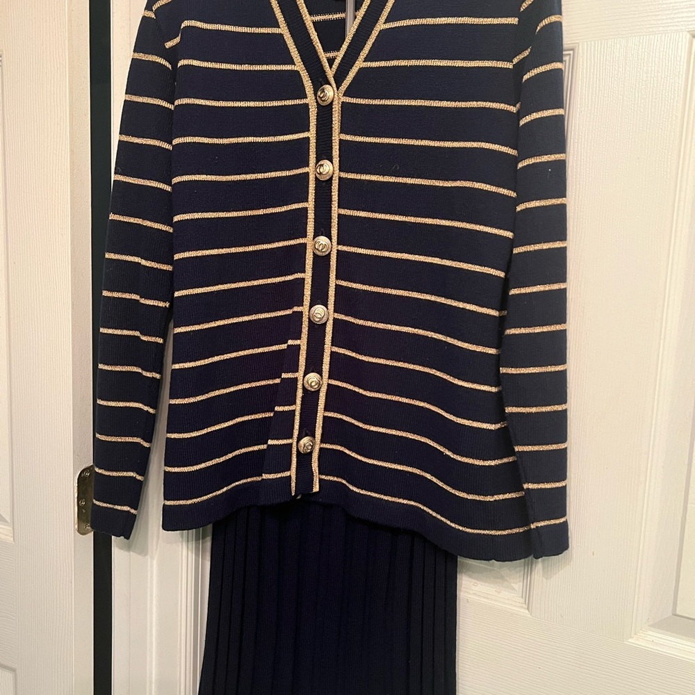 Talbots Navy and Gold Knit Set